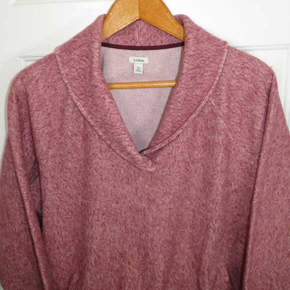 L.L. Bean Womens Shawl Neck Pullover Marled Fleece Pink Plus Size 1X - Picture 2 of 4